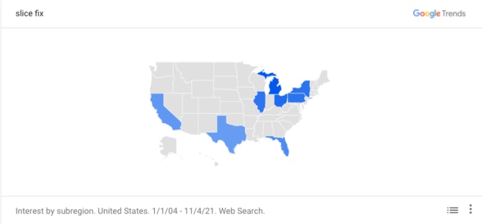 Midwest and East Coast golfers are heavier searchers for slice fixes, according to Google data.